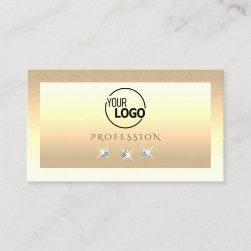 Luxury Cream Beige Ombre Sparkle Diamonds Add Logo Business Card