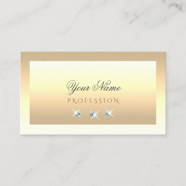 Luxury Cream Beige Ombre Sparkle Diamonds Modern Business Card (Front)