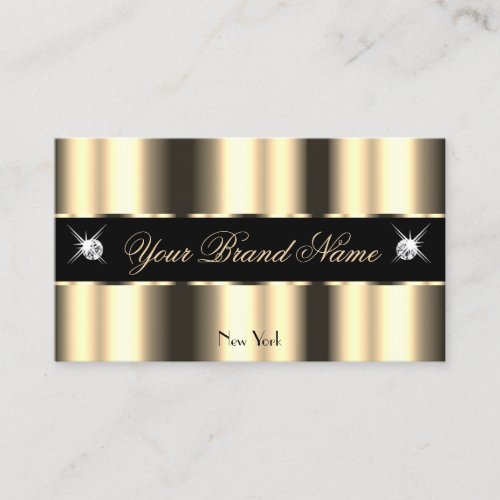 Luxury Cream Golden Black Sparkle Jewels Glamorous Business Card