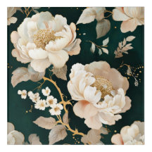 Luxury Cream Peony Acrylic Wall Art – Dark Green
