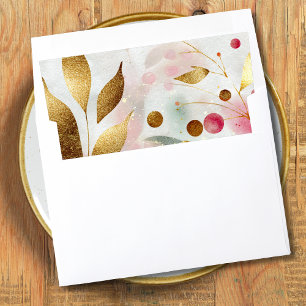 Luxury Cream Pink Green Gold Wedding Envelope Liner