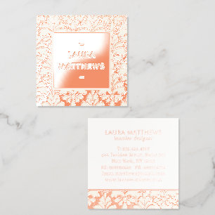 Luxury Cream Rose Gold Damask Branding Foil Spot Gloss Business Cards