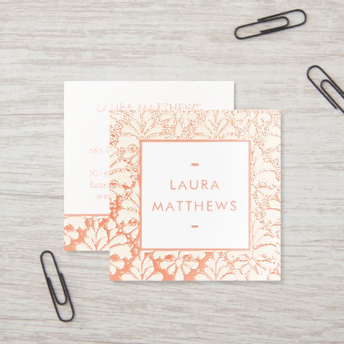 Luxury Cream Rose Gold Damask Branding Foil Spot Gloss Business Cards