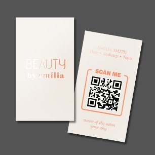 Luxury Cream Rose Gold Foil Beauty QR Code Business Cards