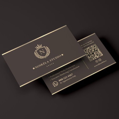 Luxury Creative Marketing Agency Crest Espresso Business Card