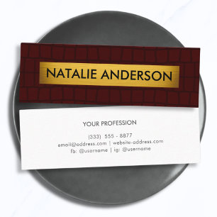 Luxury Crocodile Burgundy & Gold Customizable Mini Business Card