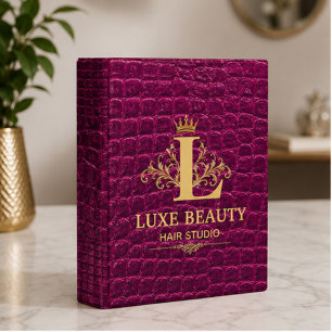 Luxury Crocodile Leather Elegant Gold Monogram Mini Binder