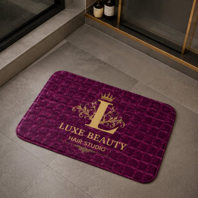 Luxury Crocodile Leather Monogram Gold Initial  Bath Mat (Creator Uploaded)