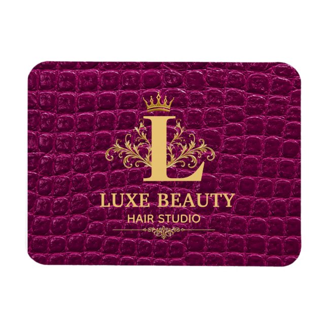 Luxury Crocodile Leather Monogram Gold Initial  Magnet (Horizontal)