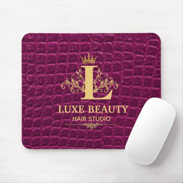 Luxury Crocodile Leather Monogram Gold Initial  Mouse Pad (With Mouse)