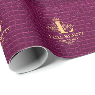 Luxury Crocodile Leather Monogram Gold Initial Wrapping Paper