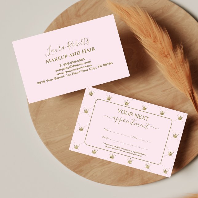 Luxury Crown Pattern Pink Appointment Card (Creator Uploaded)
