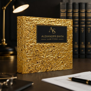 Luxury Crumpled Gold Foil Texture Elegant Metallic 3 Ring Binder
