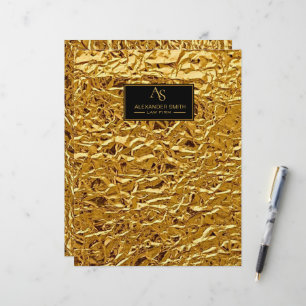 Luxury Crumpled Gold Foil Texture Elegant Metallic Letterhead