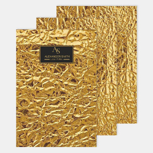 Luxury Crumpled Gold Foil Texture Elegant Metallic Wrapping Paper Sheets