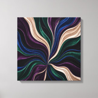 Luxury Crushed Velvet Waves Swirl Emerald and Viol Canvas Print