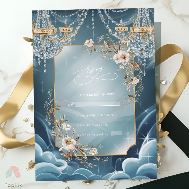 Luxury Crystal Chandelier floral Wedding RSVP Card (Creator Uploaded)