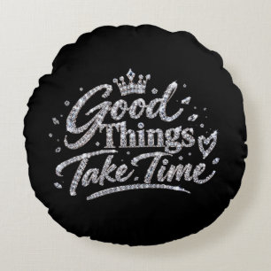 Luxury Crystal Crown Quote Round Pillow