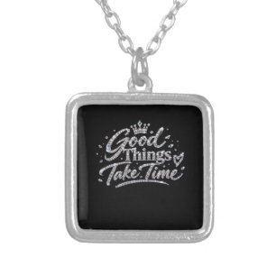 Luxury Crystal Crown Quote Silver Plated Necklace
