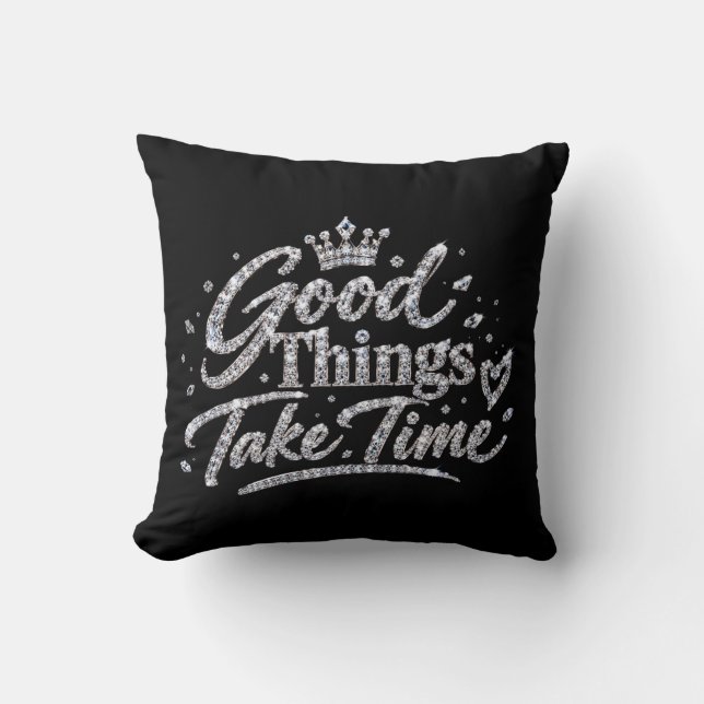 Luxury Crystal Crown Quote Throw Pillow (Front)