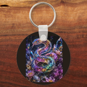 Luxury Crystal Snake Black Gold Glam Keychain