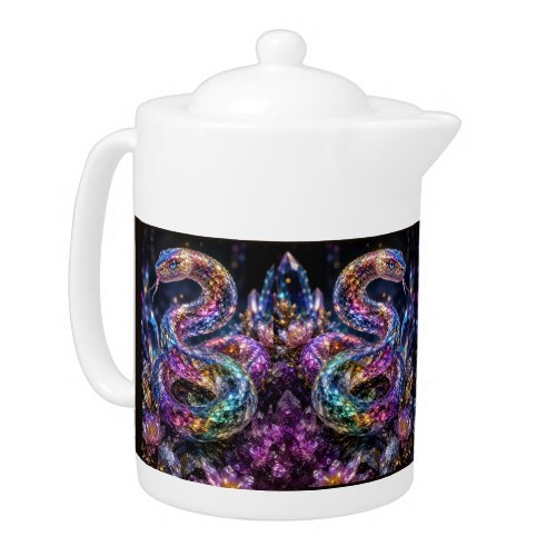 Luxury Crystal Snake | Black Gold Glam Teapot