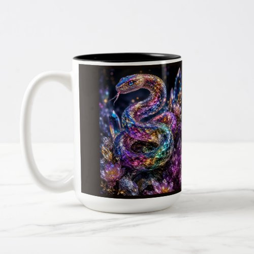 Luxury Crystal Snake | Black Gold Glam Two-Tone Coffee Mug