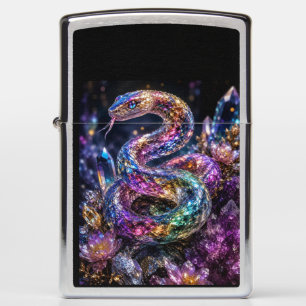 Luxury Crystal Snake Black Gold Glam Zippo Lighter