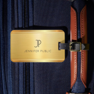 Luxury Custom Glamour Faux Gold Elegant Template Luggage Tag