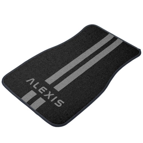 Luxury Custom Grey Stripe Black Personalised Car Floor Mat