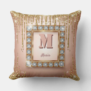 Luxury custom name monogram letter throw pillow