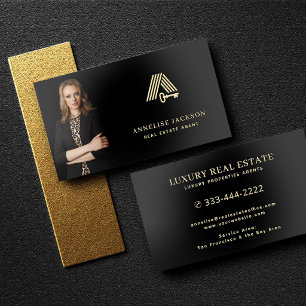Luxury custom photo real estate agent  foil business cards