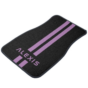 Luxury Custom Purple Stripe Black Personalized Car Floor Mat