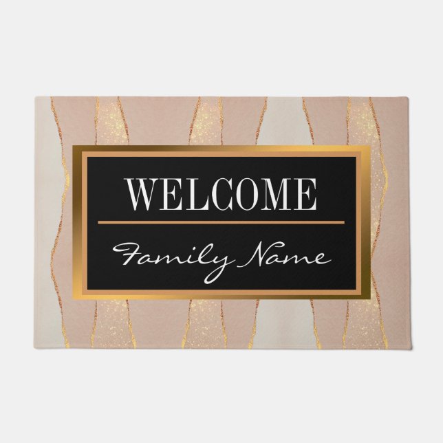 Luxury Customize Glitter Rose Gold  Doormat (Front)
