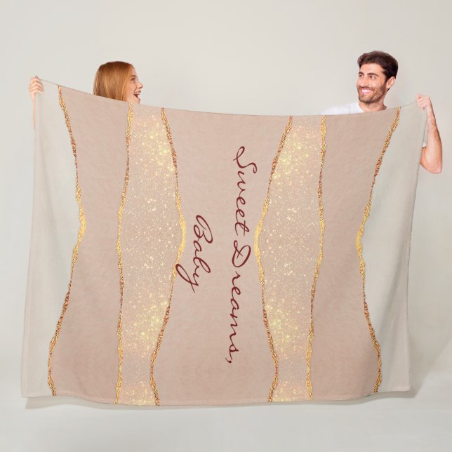 Luxury Customize Glitter Rose Gold Fleece Blanket (In Situ)