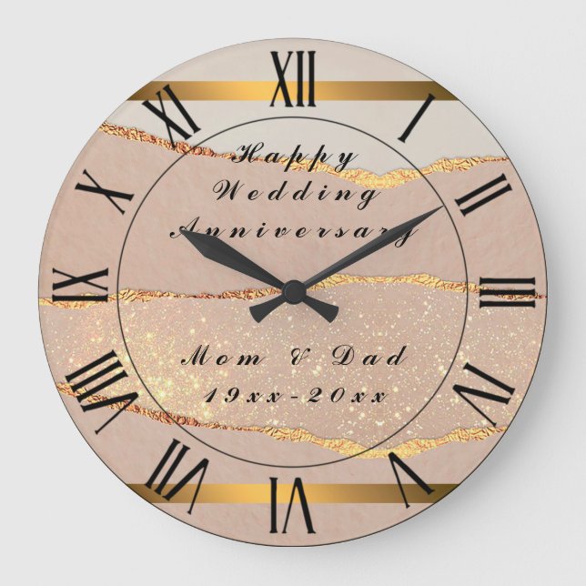 Luxury Customize Glitter Rose Gold Large Clock (Front)