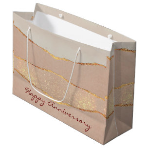 Luxury Customize Glitter Rose Gold Large Gift Bag