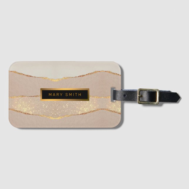 Luxury Customize Glitter Rose Gold Luggage Tag (Front Horizontal)