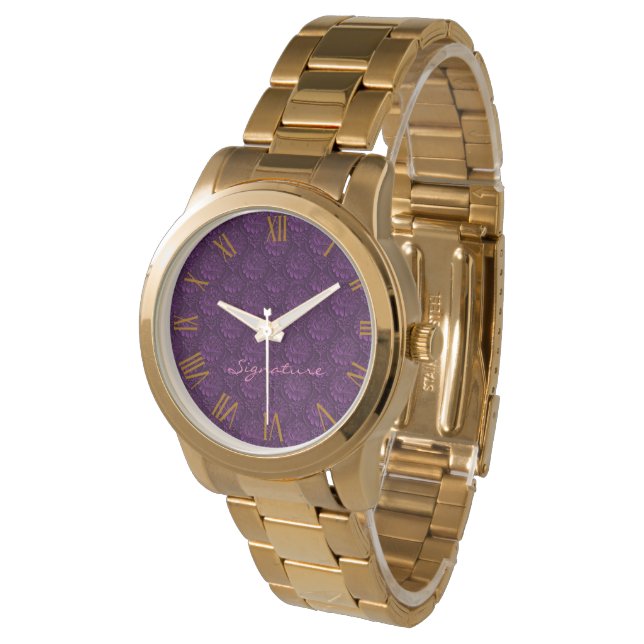 Luxury Customize Purple Floral Watch (Angled)