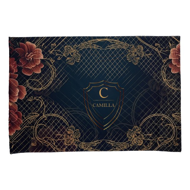 Luxury Customized Name  bedding floral pattern Pillow Case (Front-Right)