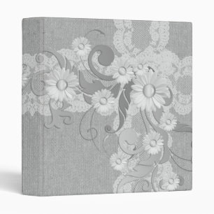 Luxury Daisy Lace Grey Burlap Binder