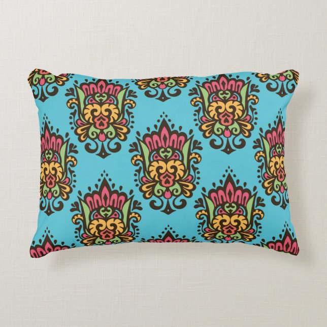 Luxury Damask flower seamless pattern. Floral Vint Accent Pillow (Front)