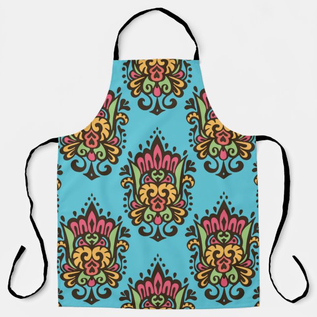 Luxury Damask flower seamless pattern. Floral Vint Apron (Front)