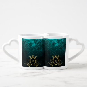 Luxury Damask gold Frame Personalized Coffee Mug Set