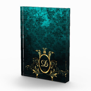 Luxury Damask gold Frame Personalized Photo Block