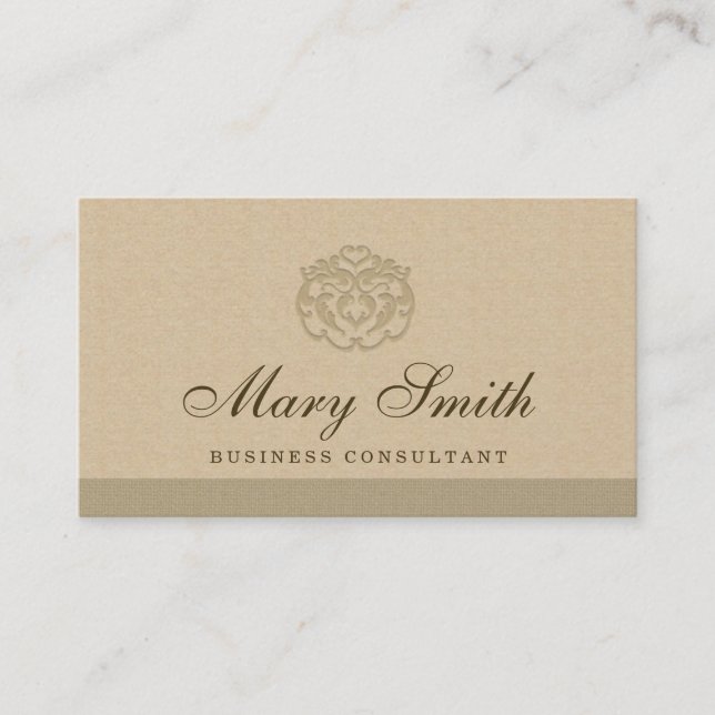Luxury Damask Logo Business Card Pearlized Finish (Front)