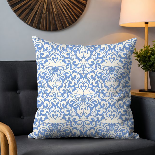 Luxury Damask Romantic Swan Love Throw Pillow (Creator Uploaded)