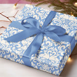Luxury Damask Romantic Swan Love Wrapping Paper<br><div class="desc">This elegant design features a classic luxury damask pattern with two romantic swans around a love heart in white on a blue background #romantic #damask #wedding #love #victorian #luxury #decor #wedding #wrappingpaper #giftwrap #giftwrapping #giftwrappingsupplies #party #partysupplies #designer #design</div>