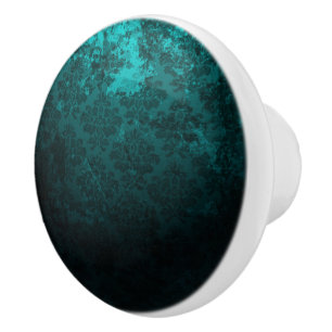 Luxury Damask turquoise Ceramic Knob