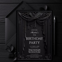 Luxury Dark Birthday Invitation, Gothic Black 5x7 